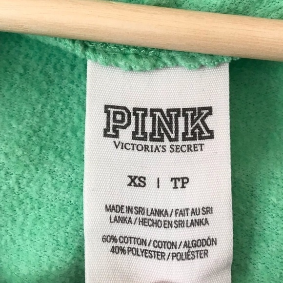 Vintage Pink Victoria’s Secret Love Pink Zip Hoodie Mint Green Size XS - Picture 4 of 6